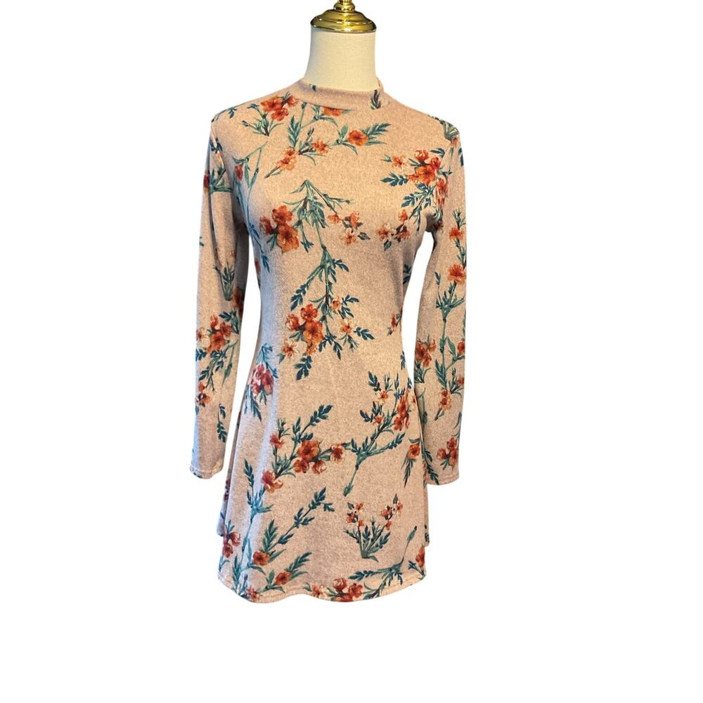 Kith Floral Long Sleeve A Line Mini  Dress.  Size Medium